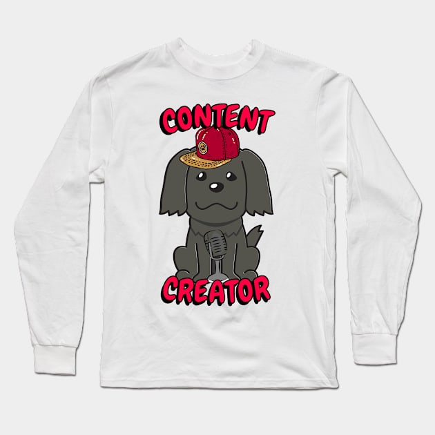 Cute black dog is a content creator Long Sleeve T-Shirt by Pet Station